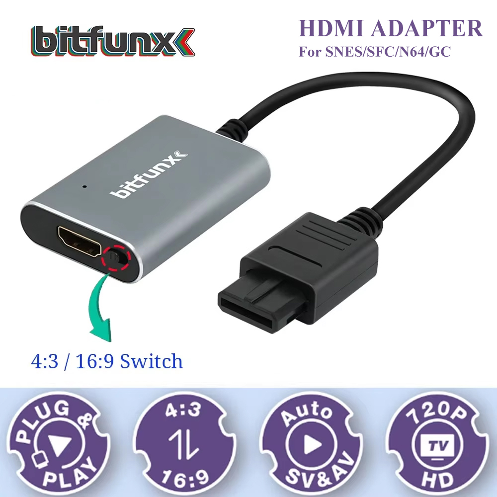 Retro Gaming Handhelds - Bitfunx 720P Adattatore Svideo/AV a HDMI,