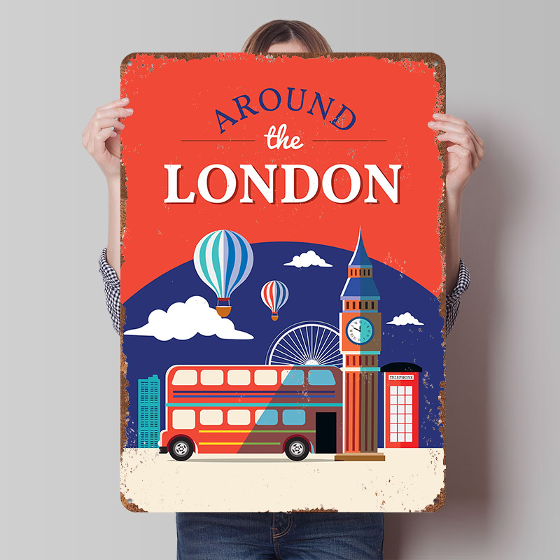 Retro Gaming London - Poster Metallico 'Around the London Travel',