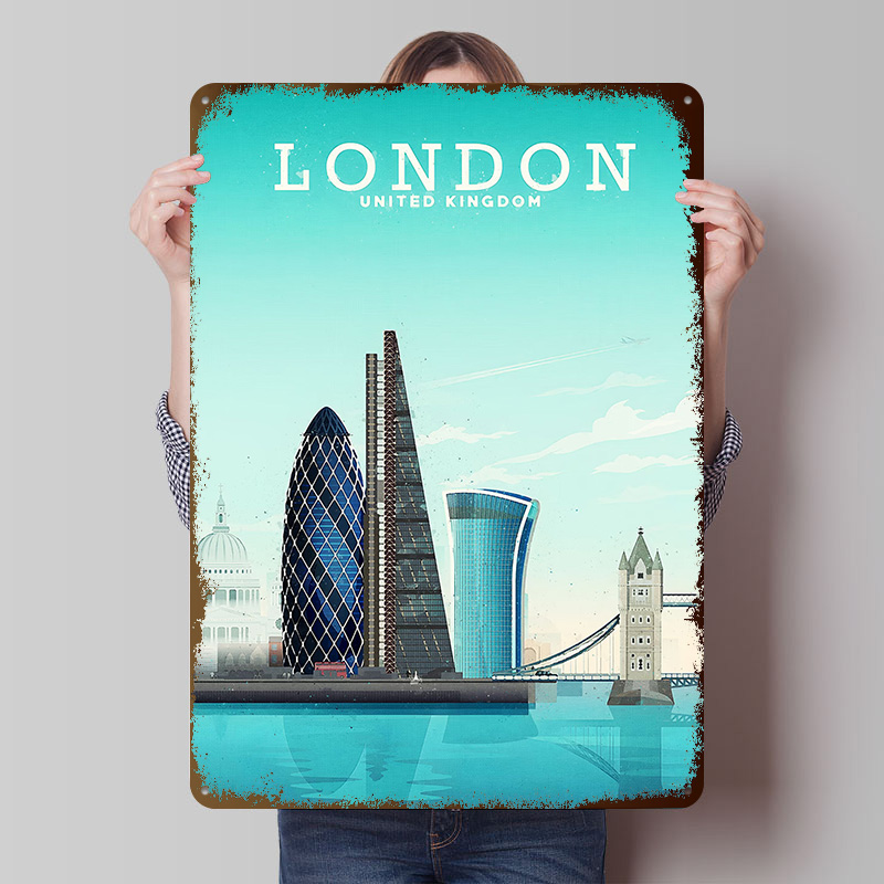 Retro Gaming London - Poster Metallico di Londra, Arte Murale