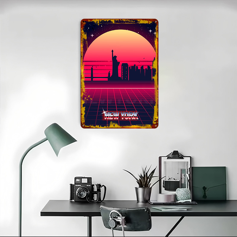 Poster Metallico Skyline di Ne - Retro Gaming York recensione e prezzo